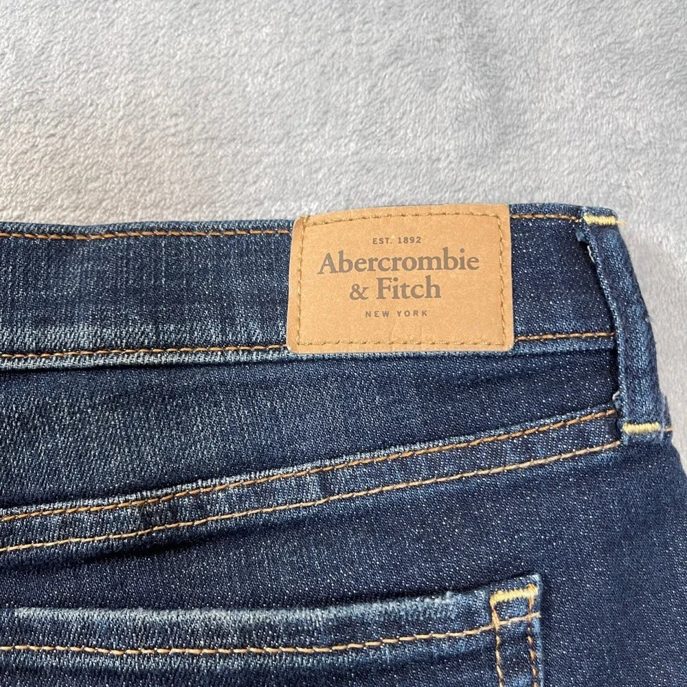 Abercrombie & Fitch Womens Size 4 W27 Dark Wash Raw Hem Denim Cut Off Shorts - Picture 5 of 5